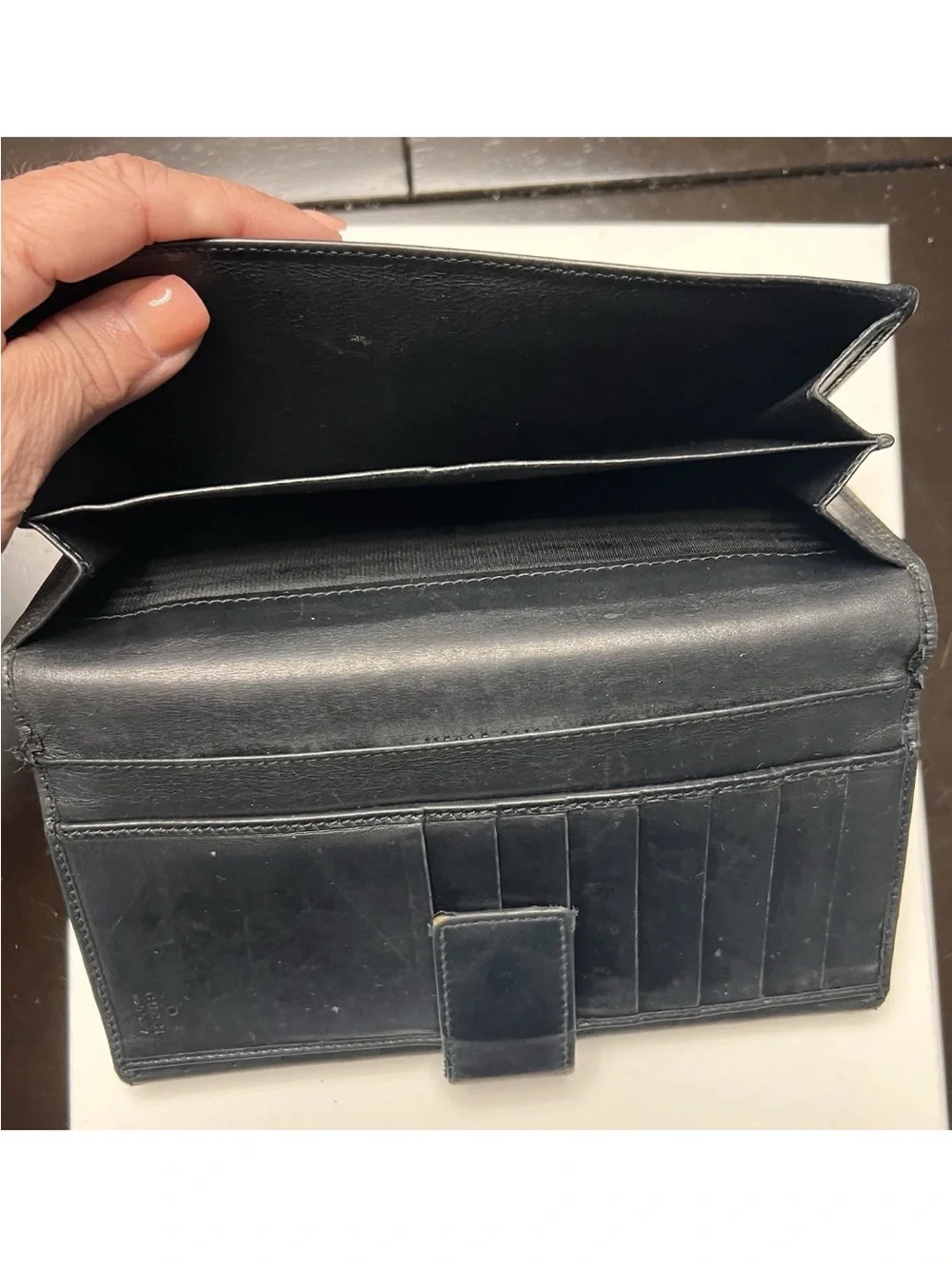 Authentic Gucci Black Perforated Leather Interlocking G Continental Wallet w/COA - Picture 4 of 6